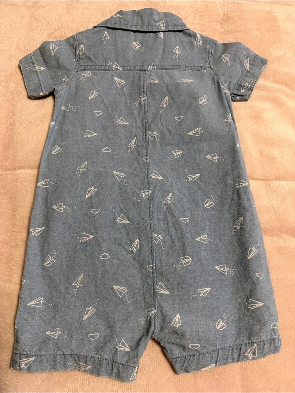 Carter's Blue‎ Short-Sleeve Paper Airplane Romper